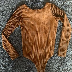 Mesh and velvet striped top